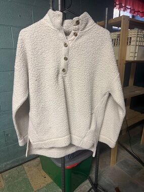 aerie  Cream Sherpa Zip-Up Pullover
